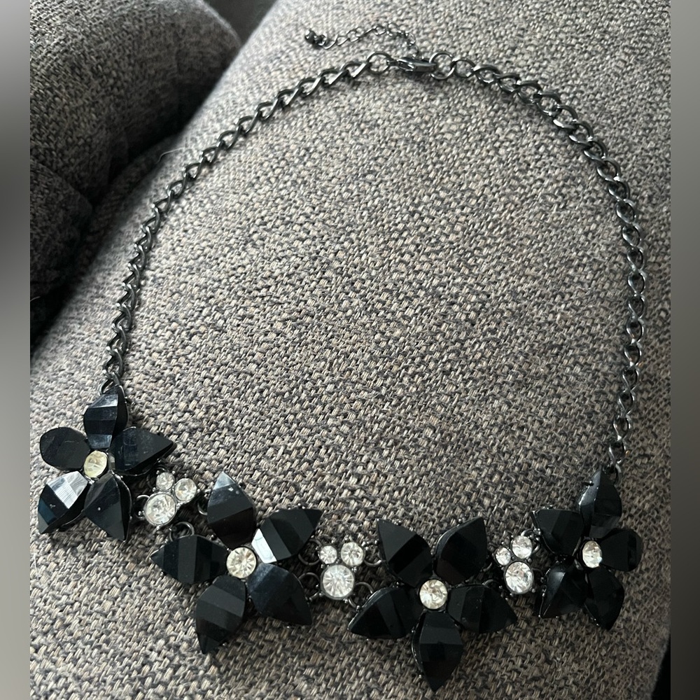 Black flower statement necklace